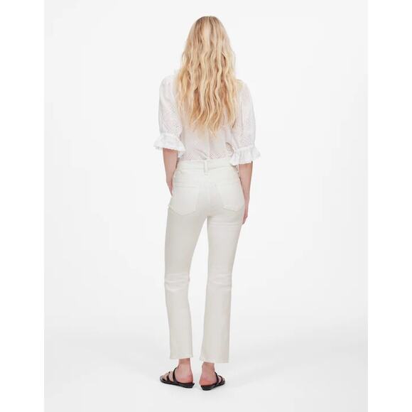 NWT Madewell Kick Out Crop Jeans In Pure White Size 26 - Picture 3 of 9
